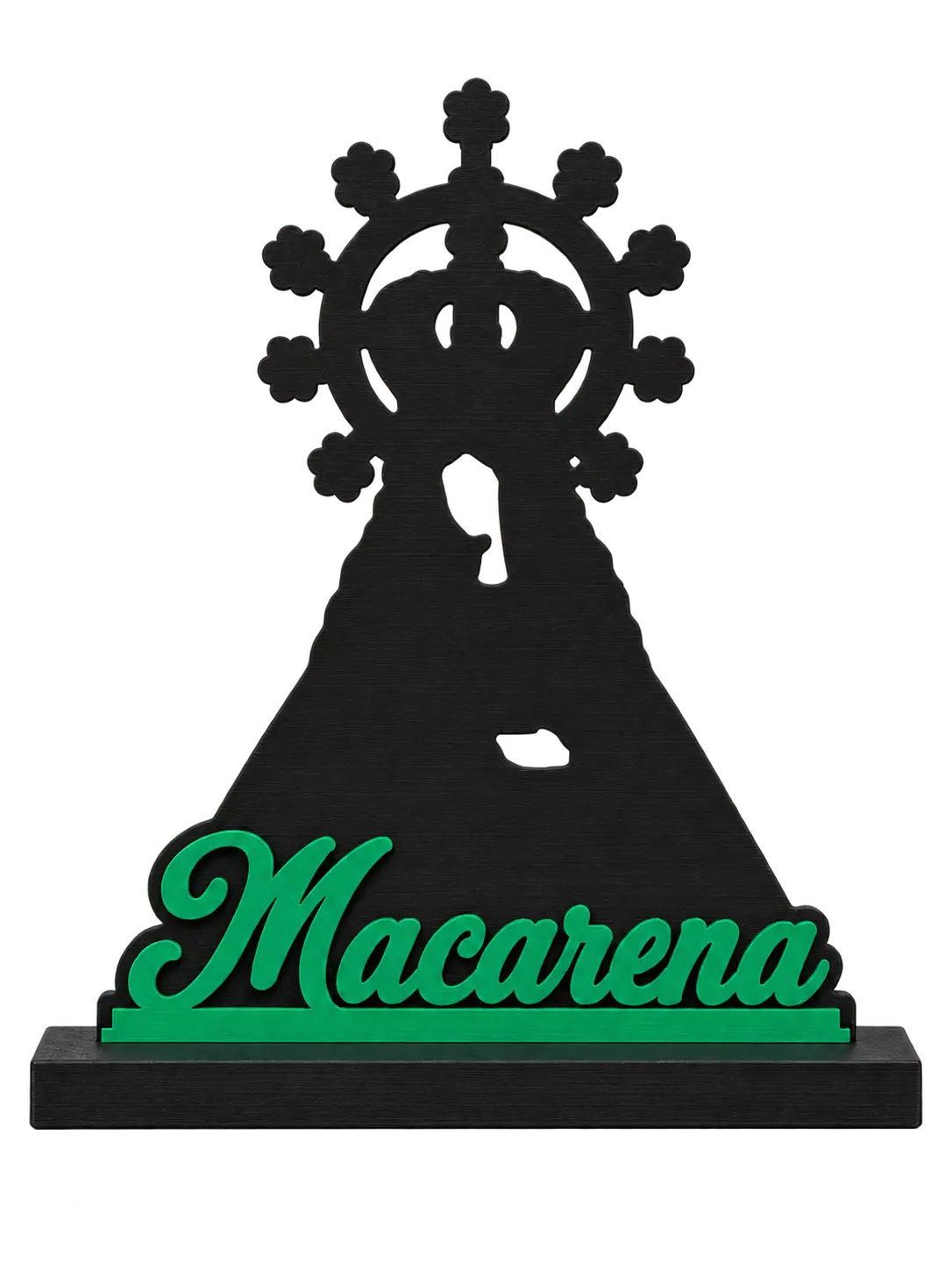 Esperanza Macarena con peana, recreación digital con el nombre verde