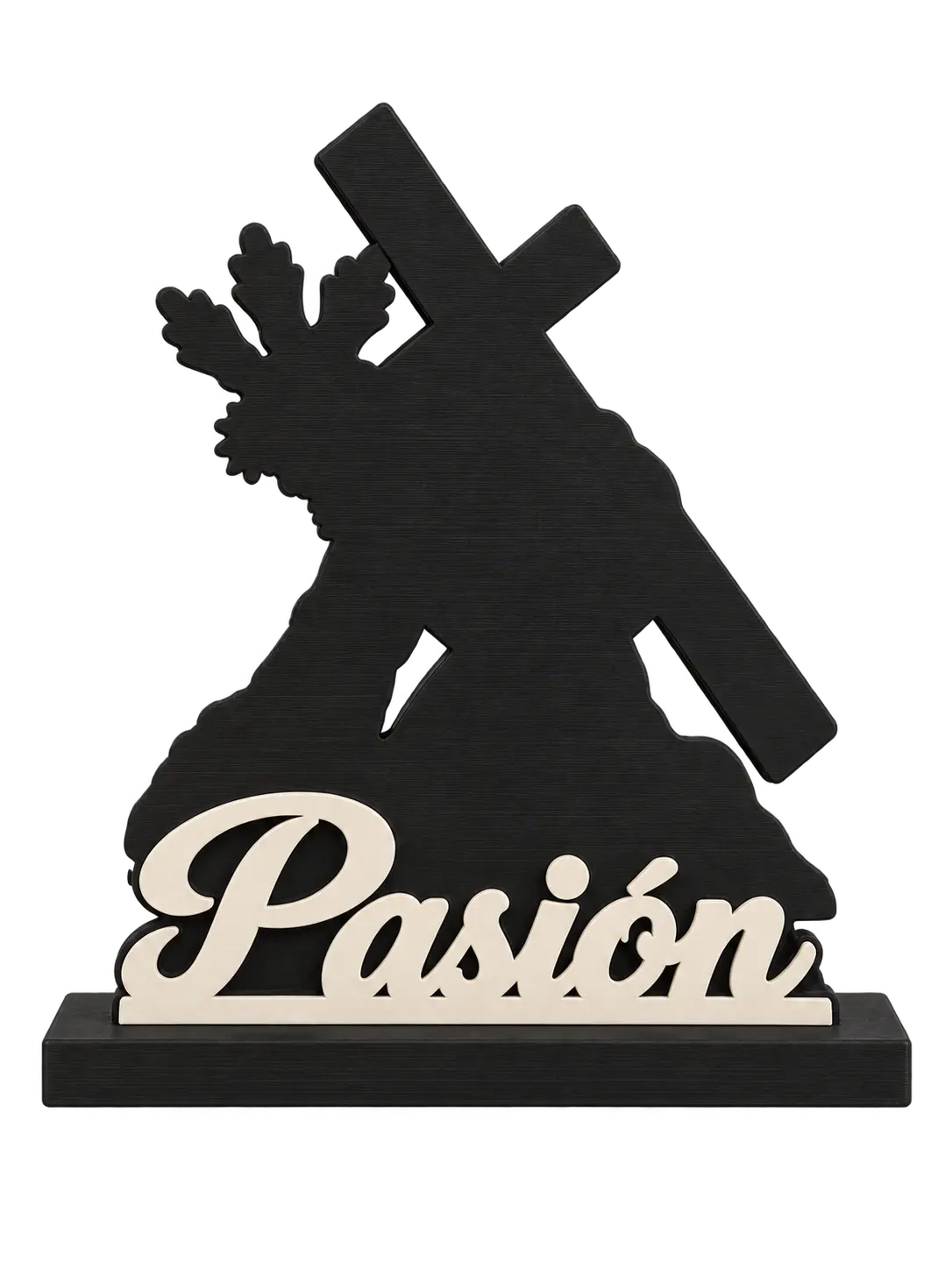 Jesús de la Salud y Pasión con peana, recreación digital con el nombre blanco roto